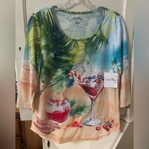NWT CHRISTMAS Martini shirt by Coral Bay  size S